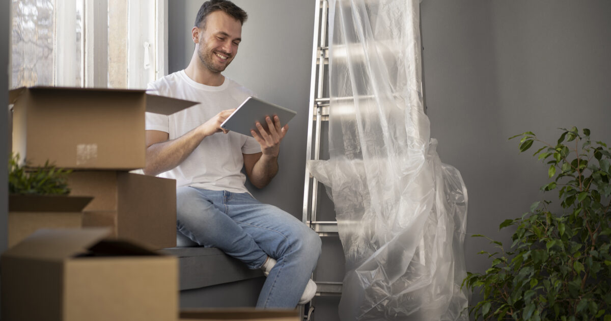 Mężczyzna z drabiną